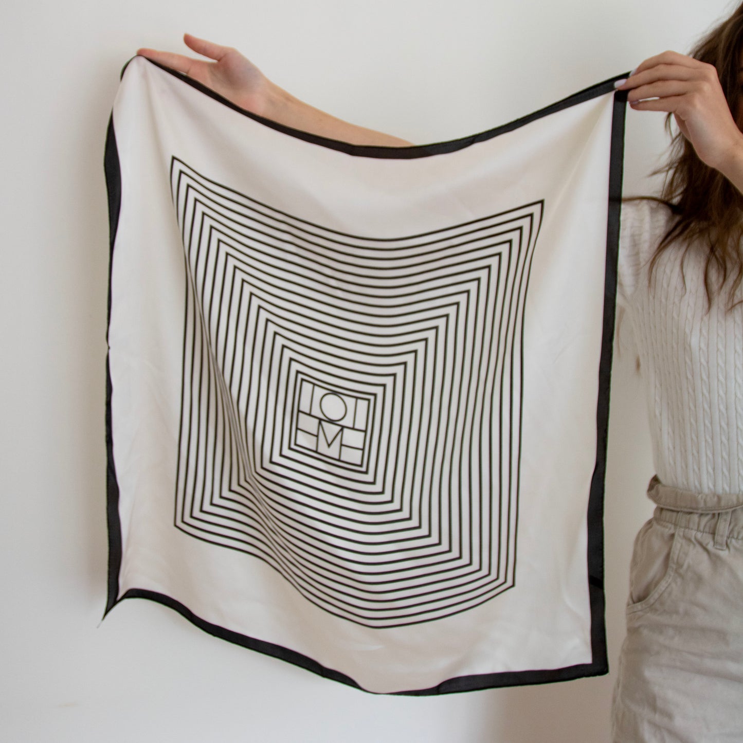 Striped Silk Print Scarf